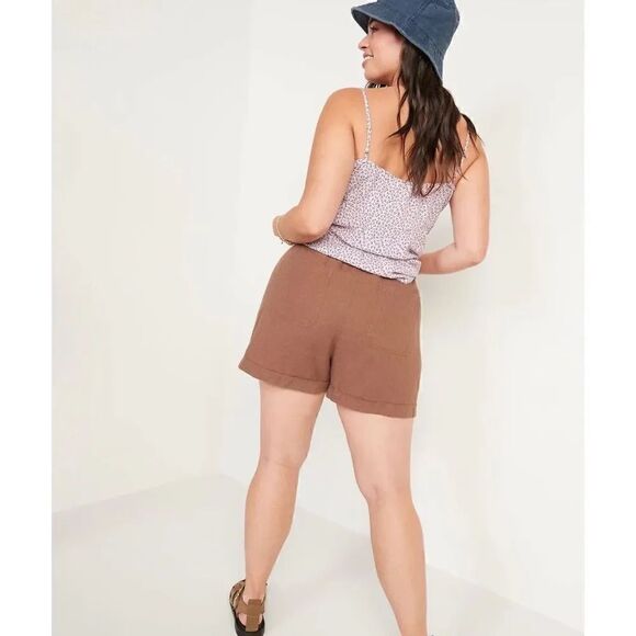 Old Navy High-Waisted Linen-Blend Shorts for Women Palm Dessert Sz XL - Picture 7 of 10